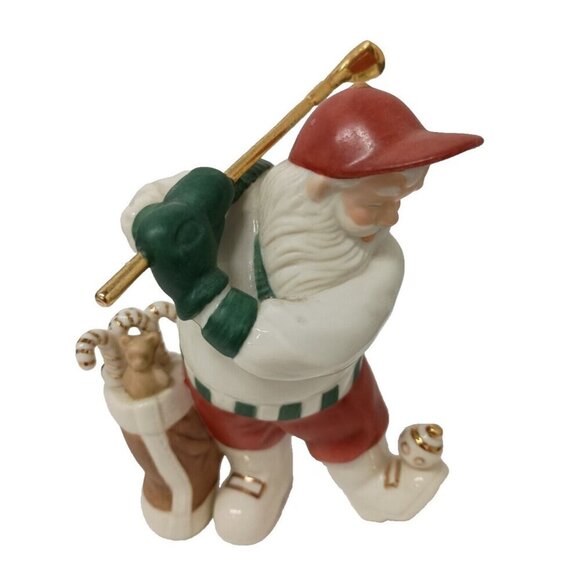 Vintage Lenox Golf Swing Golfer Santa Porcelain Christmas Figurine Collectible - Picture 1 of 9